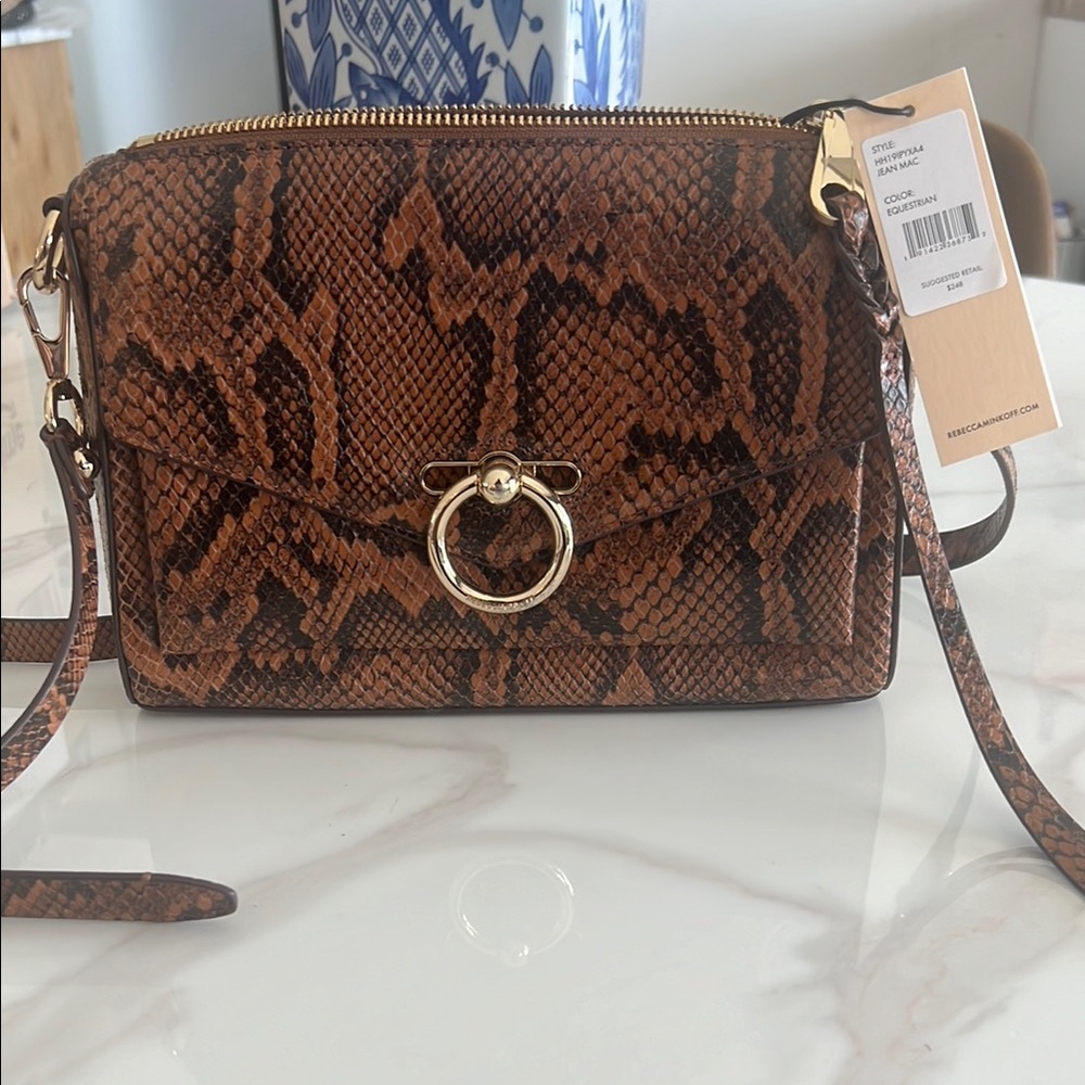 Rebecca Minkoff Jean Mac Equestrian Snakeskin Crossbody NWT $248 - Picture 3 of 15